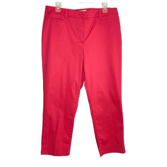 Talbots Pants - Talbots Pink Crop Pants Women 12 High Rise 34x25 Pockets Cotton Stretch